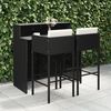 vidaXL 3 Piece Garden Bar Set with Cushions Poly Rattan Black
