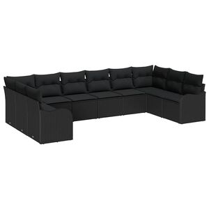 vidaXL Garden Sofa Set 10 pcs Black 344 x 177.5 x 85 cm Poly Rattan