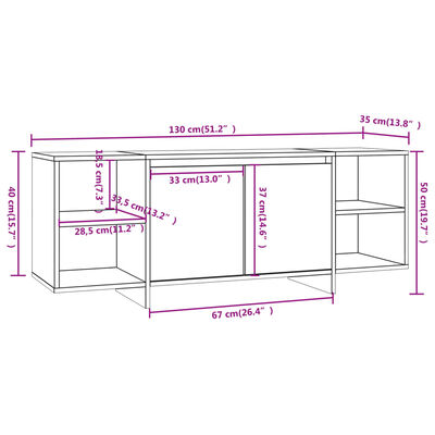 vidaXL TV Cabinet Grey Sonoma 130x35x50 cm Engineered Wood