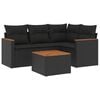 vidaXL 5 Piece Garden Sofa Set with Cushions Black Poly Rattan