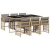 vidaXL 7 Piece Garden Dining Set with Cushions Mix Beige Poly Rattan