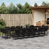vidaXL 17 Piece Garden Dining Set with Cushions Black Poly Rattan