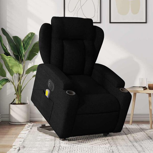 vidaXL Electric Stand up Massage Recliner Chair Black Fabric