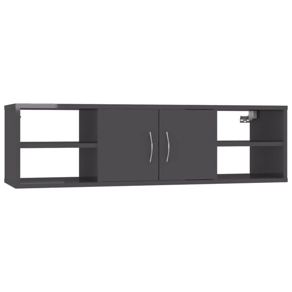 vidaXL Wall Shelf High Gloss Grey 102x30x29 cm Engineered Wood