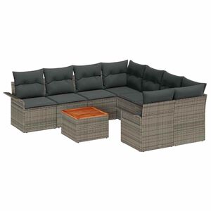 vidaXL Garden Sofa Set with Storage 9 pcs Grey Poly Rattan