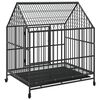 vidaXL Dog Cage with Wheels Black Galvanised Steel