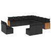 vidaXL 13 Piece Garden Sofa Set with Cushions Black Poly Rattan