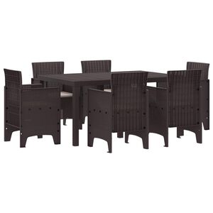 vidaXL Garden Dining Set 7 pcs Brown Polt rattan