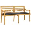 vidaXL Batavia Bench with Anthracite Cushion 150 cm Solid Wood Teak