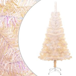 vidaXL Christmas Tree | White with Iridescent Tips | PVC, Steel | 120 cm