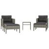 vidaXL 5 Piece Garden Lounge Set with Cushions Grey Poly Rattan