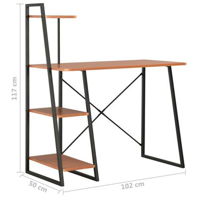 vidaXL Desk with Shelving Unit Black and Brown 102x50x117 cm