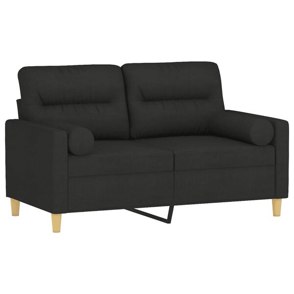 vidaXL 2-Seater Sofa with Throw Pillows Black 120 cm Fabric