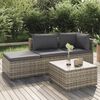 vidaXL 4 Piece Garden Lounge Set with Cushions Grey Poly Rattan