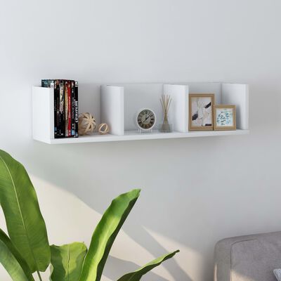 vidaXL CD Wall Shelf White 75x18x18 cm Engineered Wood