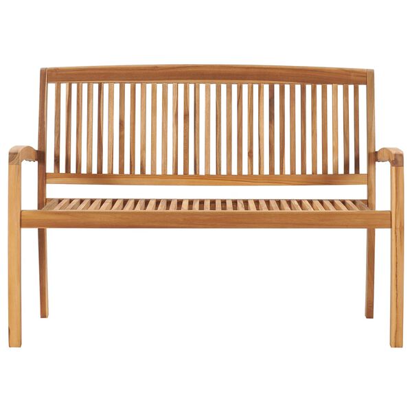 vidaXL Stacking Garden Bench with Cushion 128.5 cm Solid Teak Wood
