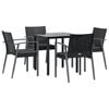 vidaXL 5 Piece Garden Dining Set with Cushions Poly Rattan and Steel