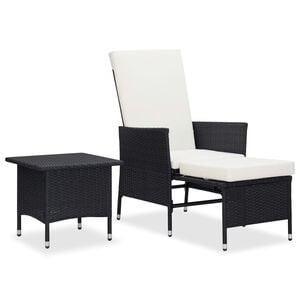 vidaXL 2 Piece Garden Lounge Set with Cushions Poly Rattan Black