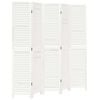 vidaXL Room Divider 5 Panels Retro White Solid Wood Paulownia
