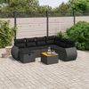 vidaXL 8 Piece Garden Sofa Set with Cushions Black Poly Rattan