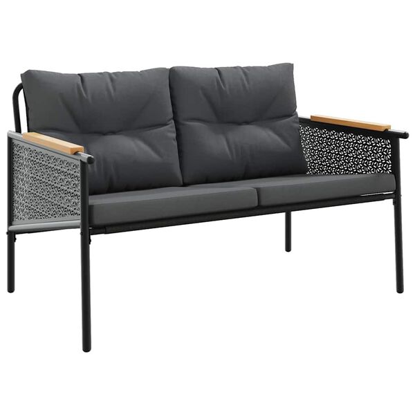 vidaXL 5 Piece Balcony Furniture Set with Cushions Black Steel