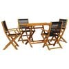 vidaXL 5 Piece Garden Dining Set Black Polypropylene and Solid Wood