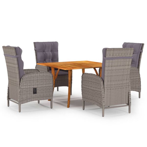 vidaXL 5 Piece Garden Dining Set Grey
