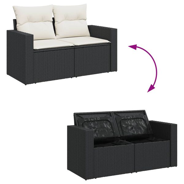 vidaXL 13 Piece Garden Sofa Set with Cushions Black Poly Rattan