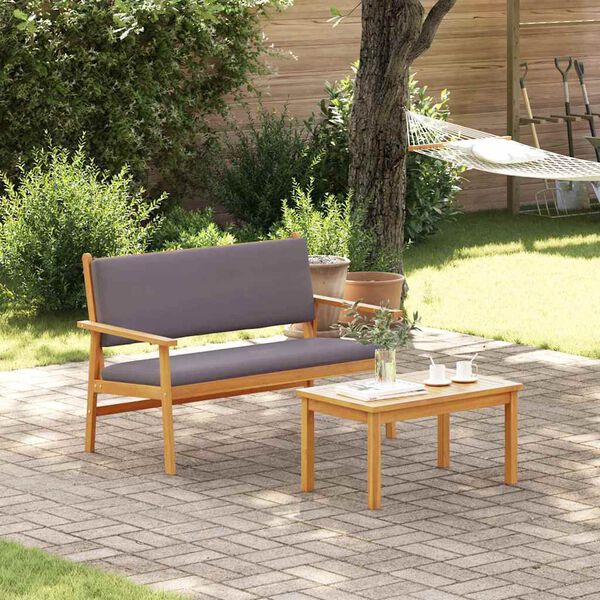 vidaXL Garden Bench with Cushion Anthracite Solid Acacia Wood