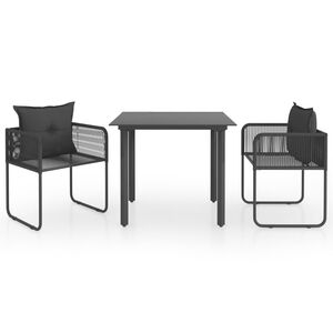 vidaXL 3 Piece Garden Dining Set PVC Rattan Black