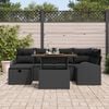 vidaXL Garden Sofa Set Height-Adjustable 7 pcs Black Poly Rattan