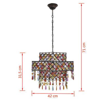 Multicolour Polygonal Metal Pendant Lamp with Crystal Beads