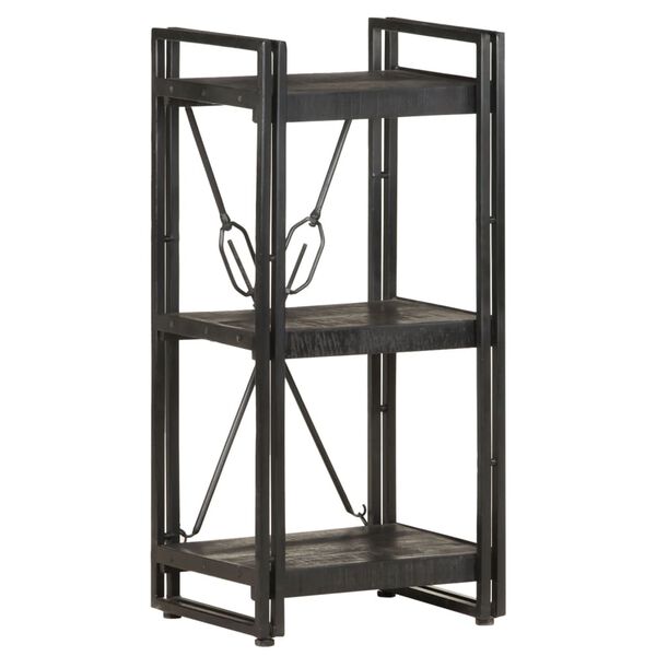 vidaXL 3-Tier Bookcase Black 40x30x80 cm Solid Mango Wood