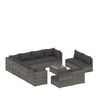 vidaXL 12 Piece Garden Lounge Set with Cushions Grey Poly Rattan
