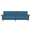 vidaXL Sofa Bed with Cup Holders Blue Velvet