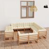 vidaXL 11 Piece Garden Lounge Set&Cushions Honey Brown Solid Pinewood