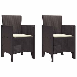 vidaXL Garden Chair 2 pcs Brown Polypropylene