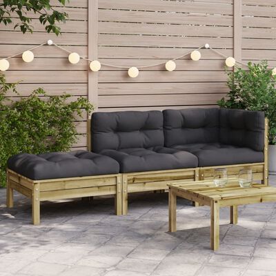 vidaXL Garden Sofa with Cushions and Footstool 2-Seater
