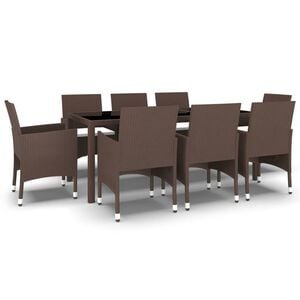 vidaXL 9 Piece Garden Dining Set Poly Rattan Brown