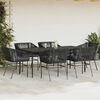 vidaXL 7 Piece Garden Dining Set with Cushions Black Poly Rattan Glass