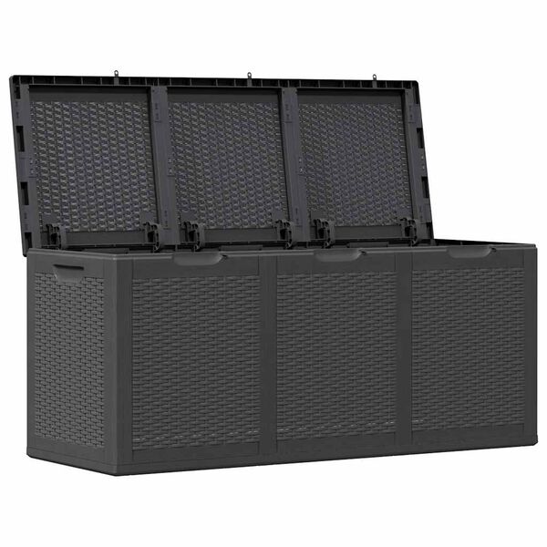 vidaXL Garden Storage Box 270L Black PP Rattan