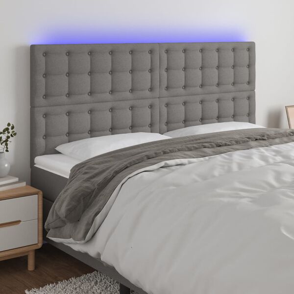 vidaXL LED Headboard Dark Grey 200 cm Fabric