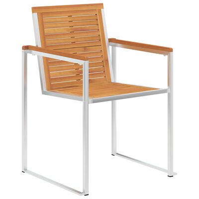 vidaXL Garden Chairs 2 pcs Solid Acacia Wood and Stainless Steel