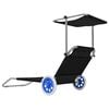 vidaXL Folding Sun Lounger with Canopy and Wheels Steel Black