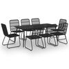 vidaXL 9 Piece Outdoor Dining Set Poly Rattan and Glass