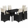 vidaXL 7 Piece Garden Bistro Set with Cushions Black Poly Rattan