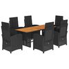 vidaXL 7 Piece Garden Dining Set with Cushions Black Poly Rattan