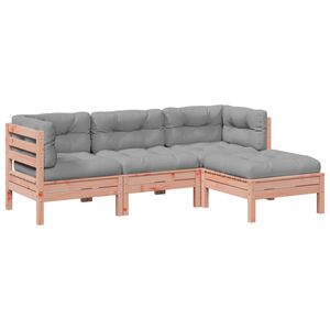 vidaXL 4 Piece Garden Sofa Set with Cushions Solid Wood Douglas Fir