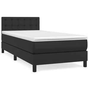vidaXL Box Spring Bed with Mattress Black 100x200 cm Faux Leather