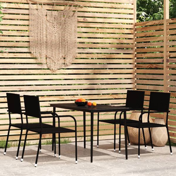 vidaXL 5 Piece Garden Dining Set Black